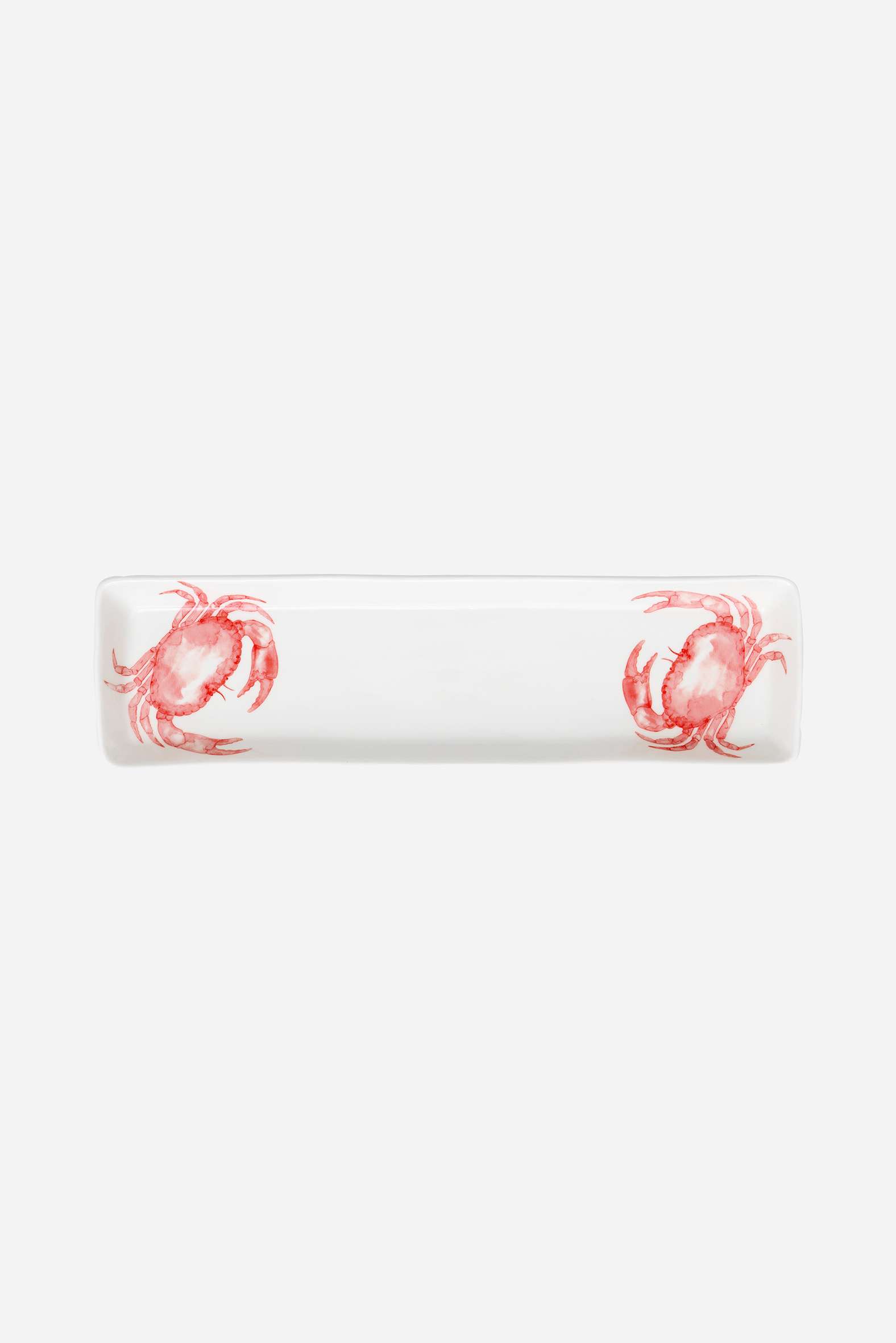 D8566 - Rectangular Crab Tray, Cearmic, White/Red, Lg